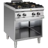 GastroHero Gasherd 4 Brenner 28 kW Serie 700 Edelstahl Standgerät offen Unterbau Italy Profi Gasherd