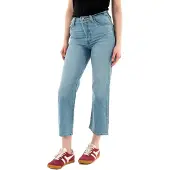 Levi's Ribcage Straight Ankle Cotton Linen Jeans Med Indigo Größe: W33L29 | Straight Jeans Outlet | Damen | Weiß
