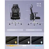 Songmics Schreibtischstuhl, Bürostuhl ergonomisch, Drehstuhl, höhenverstellbar, bis zu 150 kg belastbar,schwarz