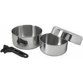 Basic Nature - Biwak Edelstahl 1 Kochset - Topf Gr 1,1 + 1,8 l grau