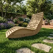 TUGA-Holztech Holzliege Wellenliege Waldsofa Gartenliege "Schaukel-Sannerl" (Fichte) Breite 90cm Schaukelliege Relaxliege Himmelsliege