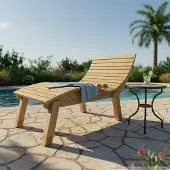TUGA-Holztech Holzliege Wellenliege Gartenliege Relaxliege "Liege-Franzi" (Lärche) Breite 100cm Einstiegshöhe 60cm mit Füßen