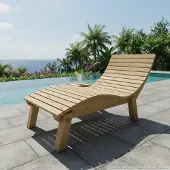 TUGA-Holztech Holzliege Wellenliege Gartenliege Relaxliege "Liege-Franzi" (Lärche) Breite 90cm Einstiegshöhe 50cm mit Füßen