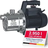 T.I.P. GP 3000 INOX Gartenpumpe, Fördermenge max. 2.950 l/h, Förderhöhe:42 m