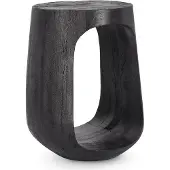Natur24 Moderner runder Couchtisch Lopez Schwarz aus Mangoholz 33x33x45 cm