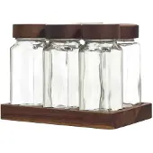 Cook Concept 6-teiliges Gewürzgläser-Set aus Glas mit Akazienholz-Tablett