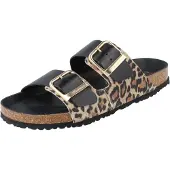 Tamaris Damen Pantolette schwarz Leoprint Leder - Größe: 40