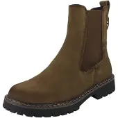 Tamaris Chelseaboots , Damen, Gr. 40, Synthetik Textil, camel, Veloursleder, unifarben, Basic, Schuhe Chelseaboots, Blockabsatz, Stiefelette mit Stretcheinsatz an der Außenseite