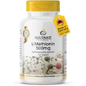 Warnke Vitalstoffe L-Methionin 500mg - 120 Kapseln - vegan & hochdosiert - essentielle Aminosäure | - Deutsche Apothekenqualität
