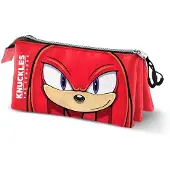 Sonic The Hedgehog - SEGA Knuckles Sight-Dreifach Federmäppchen, Rot, 23 x 11 cm