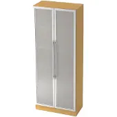 Hjh OFFICE PRO SIGNA G 7100G RE - Buche/Silber 5 OH Schrank mit Milchglastüren Relinggriff Kunststoff