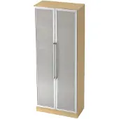 Hjh OFFICE PRO SIGNA G 7100G CE - Ahorn/Silber 5 OH Schrank mit Milchglastüren Chromgriff Metall