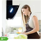 Klarstein Dunstabzugshaube Umluft/Abluft, Leise Abzugshaube, Edelstahl Wandhaube, Dunstabzugshaube mit Filter, Dunstabzugshaube 90cm, Umlufthaube mit LED-Licht, Dunstabzug Kopffrei 509 m³/h Luftstrom