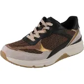 Gabor Rollingsoft Damen Sneaker braun schwarz gold Leder Mesh - Größe: UK 6