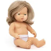 Miniland Kaukasisches Dunkelblondes Mädchen Mit Vitiligo Babypuppe 38 Cm Mehrfarbig Mehrfarbig One Size