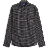 HUGO Flanellhemd "Ebalto" Oversize-Passform, reine Baumwolle, Logo-Badge