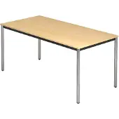 Hjh OFFICE PRO DORAN DR16 C - Ahorn 160 x 80 mit Rund-Rohr/Chrom