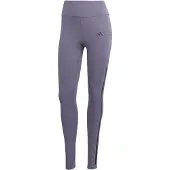 Adidas Trainingstights PERFORMANCE "OPTIMÉ 3-STREIFEN FULL-LENGTH LEGGINGS", Damen, Gr. XL, N-Gr, lila (preloved violet, normal, gr.), Obermaterial: 77% Polyester, 23% Elasthan, Hosen Trainingstights
