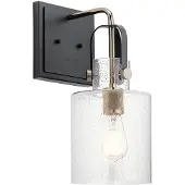 Kichler Elstead Kitner Wandleuchte E27 Poliertes Nickel Klar mit Luftbläschen