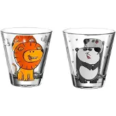 Leonardo Kinderbecher "Kinderbecher Bambini 215 ml 2er Set", bunt (löwe, panda), Glas, Trinkgefäße, Kinderbecher