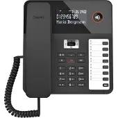 Gigaset DESK 800A, Analoges Telefon, Kabelgebundenes Mobilteil, Freisprecheinrichtung, 200 Eintragungen, Schwarz