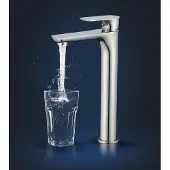 Rosenhahn & Söhne Poel L Design Badarmatur Wasserhahn Badezimmer - Armatur Bad [Chrom] - Heiß + Kalt Waschtischarmatur + Anschlussschläuche