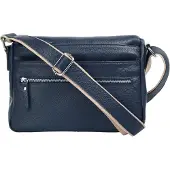 Samantha Look Umhängetasche "Damen echt Leder, Made in Italy", Damen, Gr. B/H/T: 25cm x 22cm x 5cm onesize, blau, Leder, unifarben, Taschen Umhängetasche, echt Leder, Made in Italy