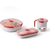 Snips - Microwave Frischhaltedosen Set 3, Mikrowelle Vorratsdosen mit Deckel - D
