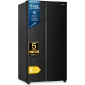 Heinner HSBS-HM532NFBKE++, Freistehend, Amerikanische Tür, Schwarz, 2 Tür(en), Berührung, LED
