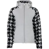 Mountain Peak Zipped Hoodie aus zwei Materialien mit Brust-Emblem und Hahnentrittmuster für Damen