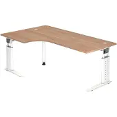 Hjh OFFICE PRO UNDA 82 W - 200 x 120 höhenverstellbar Nussbaum/Weiß