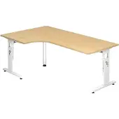 Hjh OFFICE PRO MEGA 82 W - Holz C-Fuß Silber 200 x 120 höhenverstellbar Ahorn/Weiß