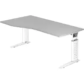 Hjh OFFICE PRO UNDA 18 W - 180 x 100 höhenverstellbar Grau/Weiß
