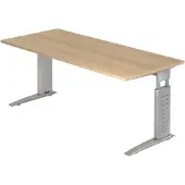 Hjh OFFICE PRO UNDA 19 S - 180 x 80 Eiche/Silber höhenverstellbar