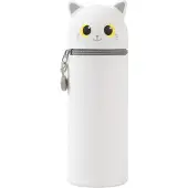 I-Total Weiches Silikon-Etui für Schule, weiß, katzenförmig, verstellbar