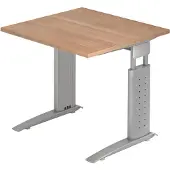 Hjh OFFICE PRO UNDA 8 S - 80 x 80 Nussbaum/Silber höhenverstellbar