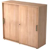Hjh OFFICE PRO BETA 1753S - Nussbaum 3 OH Schiebetürenschrank Streifengriff Kunststoff