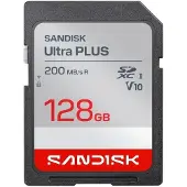 SanDisk SDXC Ultra PLUS 128GB (UHS-I,V10, U1, C10 (R200MB/s), HD)
