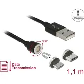 DeLOCK Magnetisches USB Daten- und Ladekabelset für Micro USB / USB Type-C schwarz 1,1 m