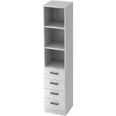 Hjh OFFICE PRO SIGNA G 7600 SG - Weiß 5 OH Schrank mit 4 Schüben Streifengriff Kunststoff