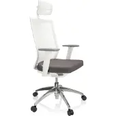 Hjh OFFICE Profi Bürostuhl ASPEN WHITE PRO Ergonomischer Schreibtischstuhl mit Armlehnen (höhenverstellbar) Stoff / Netzstoff Grau/Weiß Drehstuhl für Büro, Zuhause