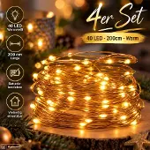 My-goodbuy24 4 Set LED Lichterkette Drahtlichterkette Weihnachten Batterie 40 LEDs 200cm