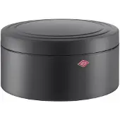 Wesco Keksdose "Classic Line - Gebäckdose", schwarz (graphit matt), H:12,4cm Ø:24cm, Stahlblech, Lebensmittelaufbewahrungsbehälter, Keksdose, Dose mit Deckel & Kunststoffring / schließt dicht, 4 L