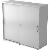 Hjh OFFICE PRO BETA 1753S - Grau 3 OH Schiebetürenschrank Bogengriff Metall