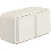 Berker Steckdose Schutzkontaktstift 2fach waag.,erh. BS, Klappd.,2 Einf. AP W.1 polarw., 2 Modul(e), Weiß, Thermoplast, Matt, IP55, IK05
