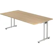 Hjh OFFICE PRO NANO 2E S - 200 x 100 Eiche/Silber