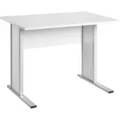MÖBELPARTNER Schreibtisch lichtgrau rechteckig, Kufen-Gestell silber 90,0 x 65,0 cm