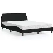 vidaXL Bett mit Matratze "Dover" Schwarz 140x200 cm Stoff