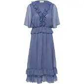 Kaffe Midikleid "Damen Kleid KAdemi", Damen, Gr. 34, N-Gr, blau (crown blau), Obermaterial: 100% Polyester PES., Kleider Midikleid