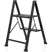 Hjh OFFICE SOLID W5 | 2 Stufen - Klappleiter Schwarz
